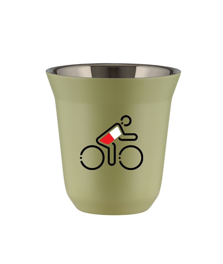 Tasse 150 ml PISTACHE "Cycliste aux couleurs polonaises (noir)"