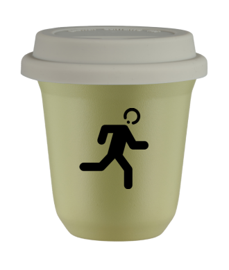 Tasse 150 ml PISTACHE "Coureur (noir)", avec couvercle blanc Tasse 150 ml PISTACHE "Coureur (noir)", avec couvercle blanc