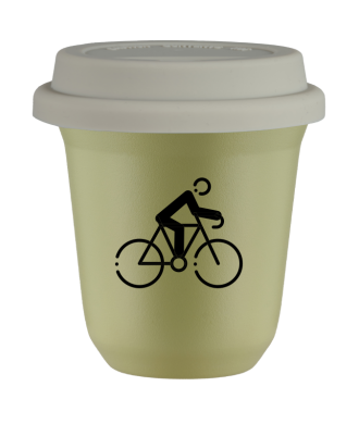 Tasse 150 ml PISTACHE "Cyclisme 3 (noir)", avec couvercle blanc Tasse 150 ml PISTACHE "Cyclisme 3 (noir)", avec couvercle blanc