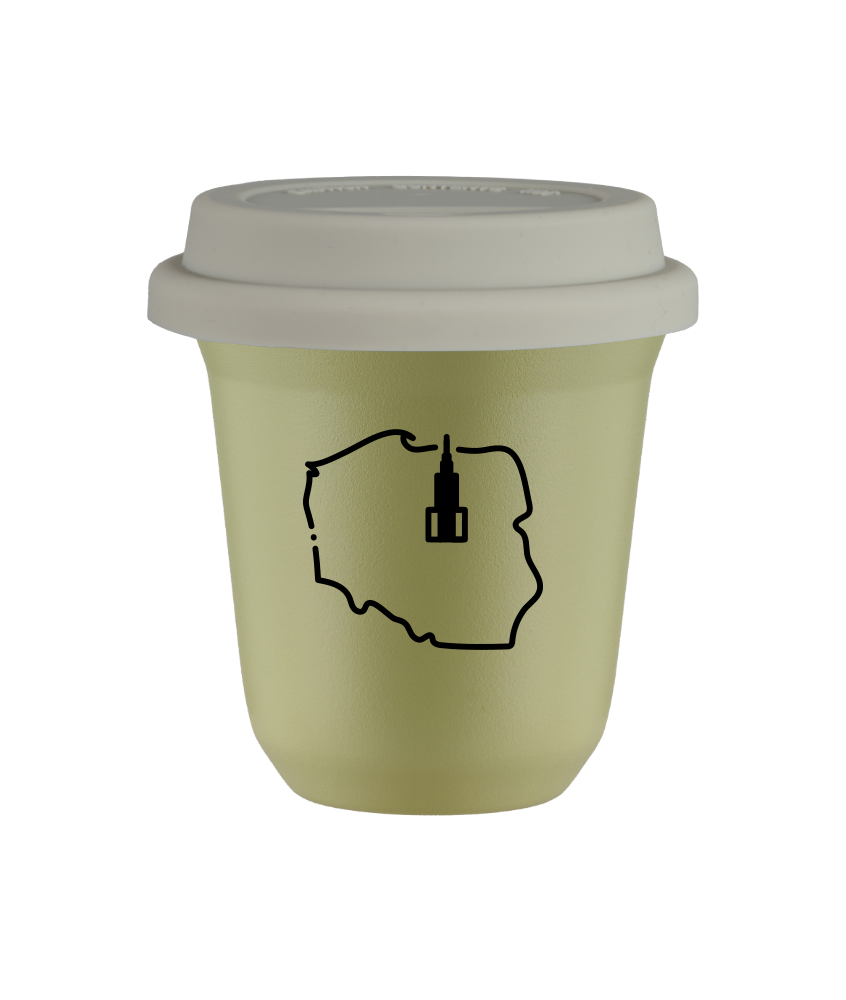 Tasse 150 ml PISTACHE "Pologne", avec couvercle blanc