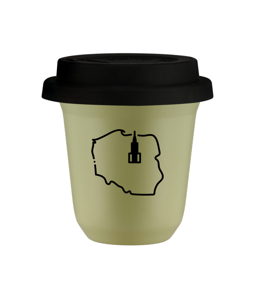 Tasse 150 ml PISTACHE "Pologne (noir)", avec couvercle noir