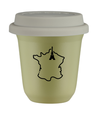 Tasse 150 ml PISTACHE "France", avec couvercle blanc Tasse 150 ml PISTACHE "France", avec couvercle blanc