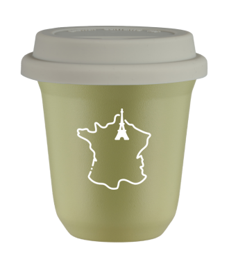Tasse 150 ml PISTACHE "France (blanc)", avec couvercle blanc Tasse 150 ml PISTACHE "France (blanc)", avec couvercle blanc