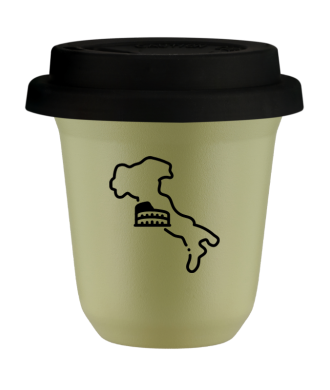 Tasse 150 ml PISTACHE "Italie (noir)", avec couvercle noir Tasse 150 ml PISTACHE "Italie (noir)", avec couvercle noir