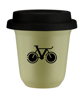 Tasse 150 ml PISTACHE "Vélo 1 (noir)", avec couvercle noir Tasse 150 ml PISTACHE "Vélo 1 (noir)", avec couvercle noir