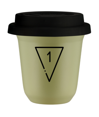 Tasse 150 ml PISTACHE "1", avec couvercle noir Tasse 150 ml PISTACHE "1", avec couvercle noir