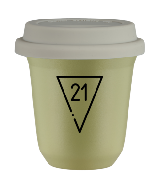 Tasse 150 ml PISTACHE "21 (noir)", avec couvercle blanc Tasse 150 ml PISTACHE "21 (noir)", avec couvercle blanc